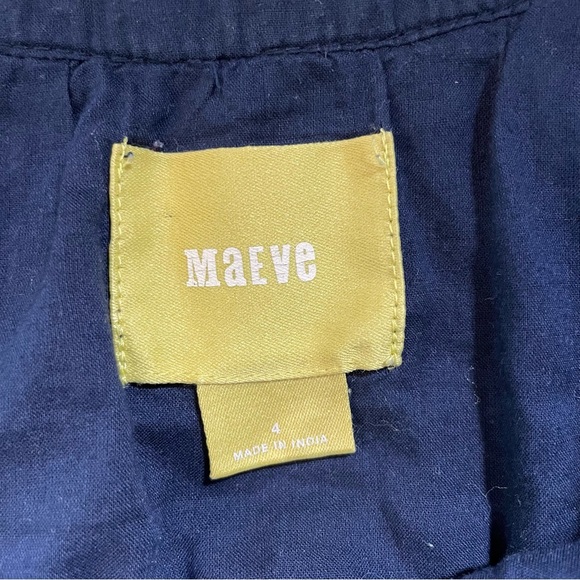 Anthropology Maeve Tisa Swing Flower & Mirror Embroidery Navy Blue Dress Size 4 - Picture 3 of 9